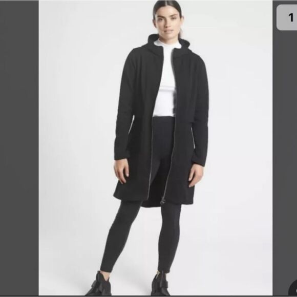 Athleta Kozy Karma Sweater Hoodie Robe Black XL - Picture 1 of 9